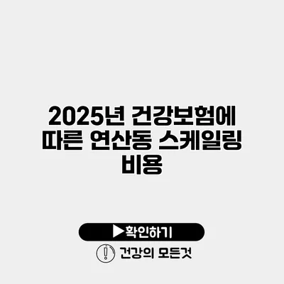 2025년 건강보험에 따른 연산동 스케일링 비용