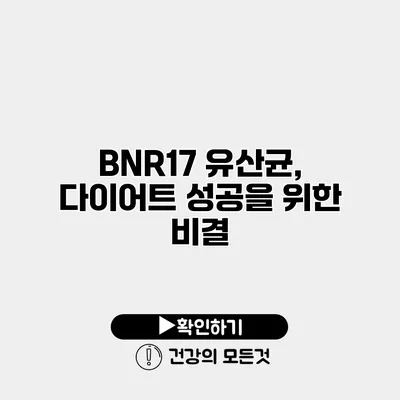 BNR17 유산균, 다이어트 성공을 위한 비결