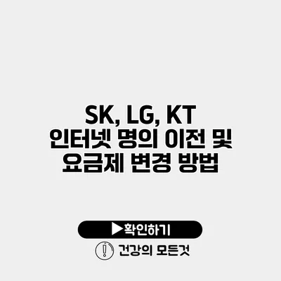 SK, LG, KT 인터넷 명의 이전 및 요금제 변경 방법