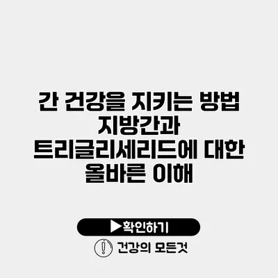 간 건강을 지키는 방법 지방간과 트리글리세리드에 대한 올바른 이해