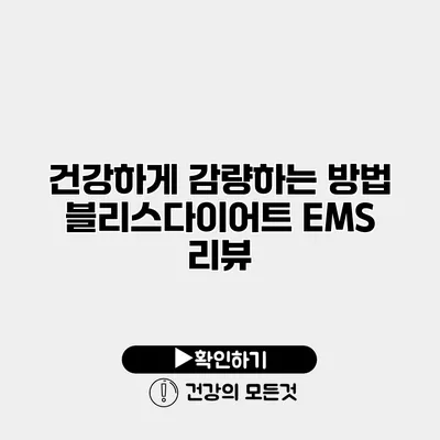 건강하게 감량하는 방법 블리스다이어트 EMS 리뷰
