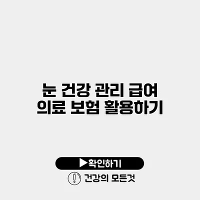 눈 건강 관리 급여 의료 보험 활용하기