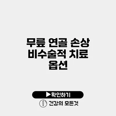 무릎 연골 손상 비수술적 치료 옵션