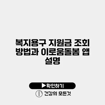 복지용구 지원금 조회 방법과 이로움돌봄 앱 설명