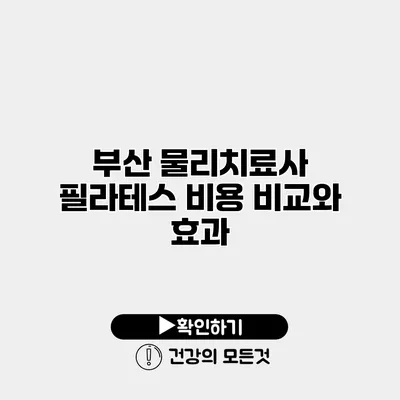 부산 물리치료사 필라테스 비용 비교와 효과