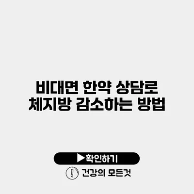 비대면 한약 상담로 체지방 감소하는 방법