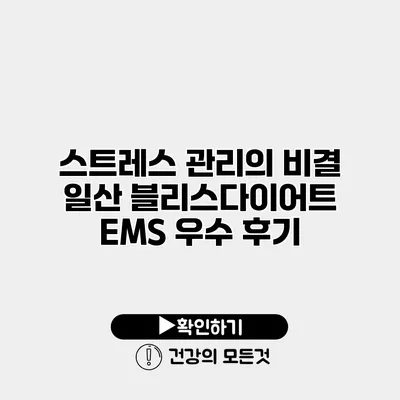 스트레스 관리의 비결 일산 블리스다이어트 EMS 우수 후기