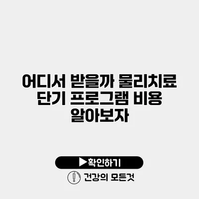 어디서 받을까? 물리치료 단기 프로그램 비용 알아보자