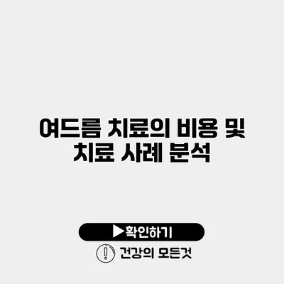 여드름 치료의 비용 및 치료 사례 분석