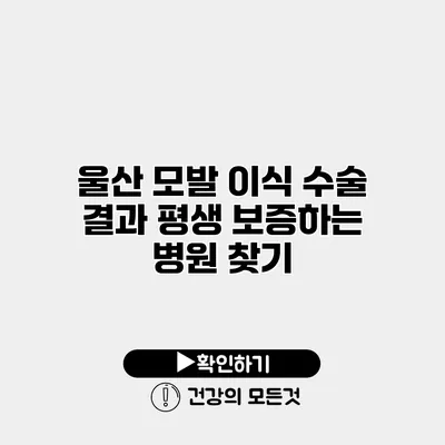 울산 모발 이식 수술 결과 평생 보증하는 병원 찾기