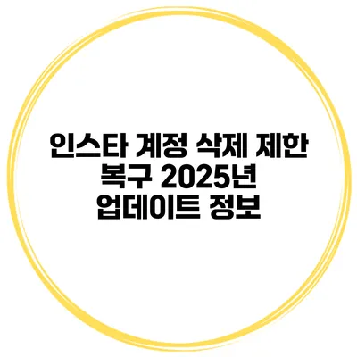 인스타 계정 삭제 제한 복구 2025년 업데이트 정보