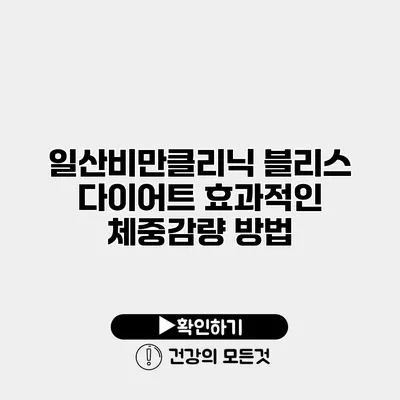 일산비만클리닉 블리스 다이어트 효과적인 체중감량 방법