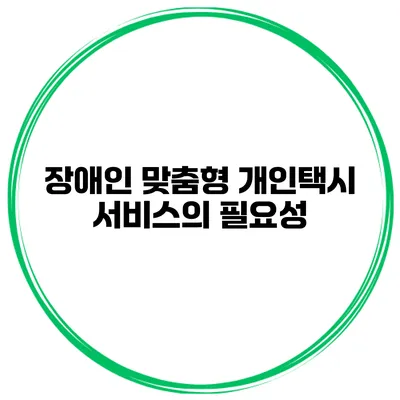 장애인 맞춤형 개인택시 서비스의 필요성