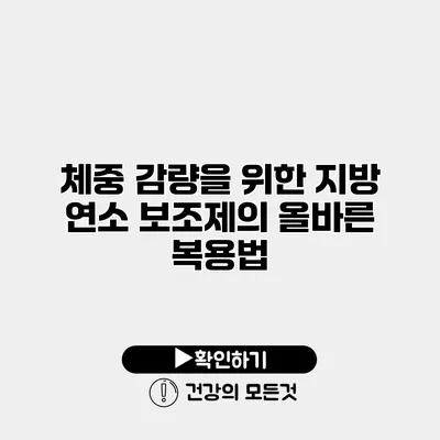체중 감량을 위한 지방 연소 보조제의 올바른 복용법