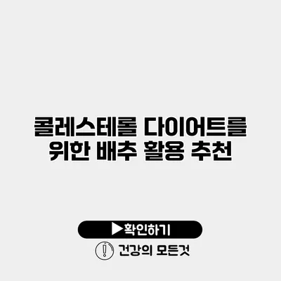 콜레스테롤 다이어트를 위한 배추 활용 추천