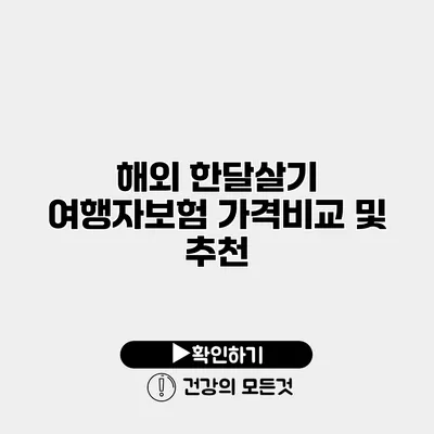 해외 한달살기 여행자보험 가격비교 및 추천