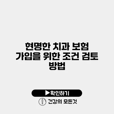 현명한 치과 보험 가입을 위한 조건 검토 방법