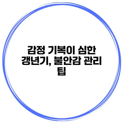 감정 기복이 심한 갱년기, 불안감 관리 팁