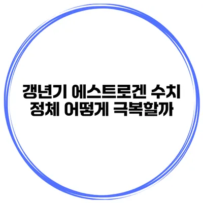 갱년기 에스트로겐 수치 정체 어떻게 극복할까?