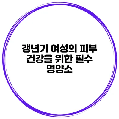 갱년기 여성의 피부 건강을 위한 필수 영양소