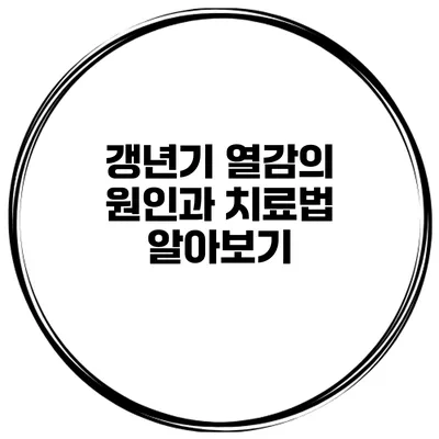 갱년기 열감의 원인과 치료법 알아보기