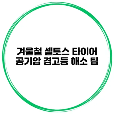 겨울철 셀토스 타이어 공기압 경고등 해소 팁