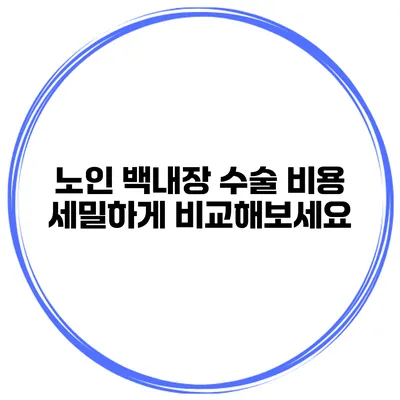 노인 백내장 수술 비용 세밀하게 비교해보세요