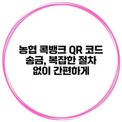 농협 콕뱅크 QR 코드 송금, 복잡한 절차 없이 간편하게