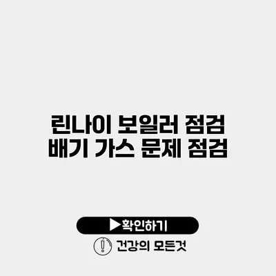 린나이 보일러 점검 배기 가스 문제 점검