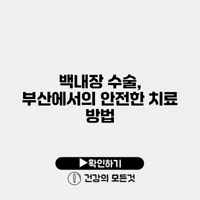 백내장 수술, 부산에서의 안전한 치료 방법