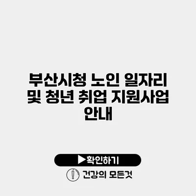 부산시청 노인 일자리 및 청년 취업 지원사업 안내