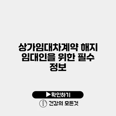 상가임대차계약 해지 임대인을 위한 필수 정보