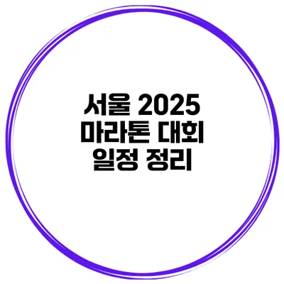 서울 2025 마라톤 대회 일정 정리