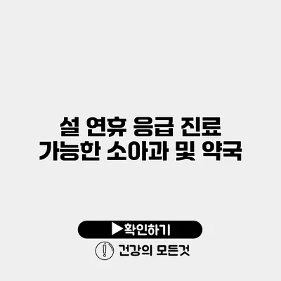 설 연휴 응급 진료 가능한 소아과 및 약국