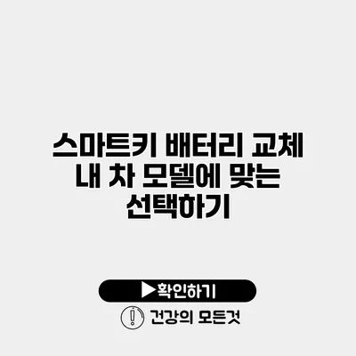 스마트키 배터리 교체? 내 차 모델에 맞는 선택하기