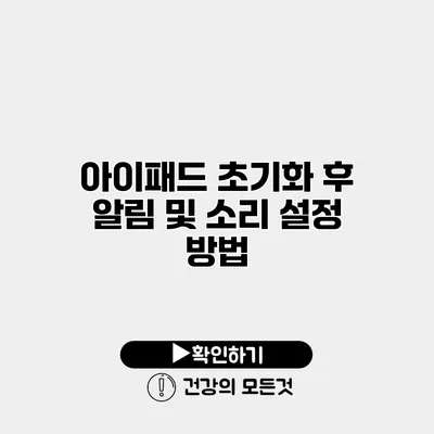 아이패드 초기화 후 알림 및 소리 설정 방법