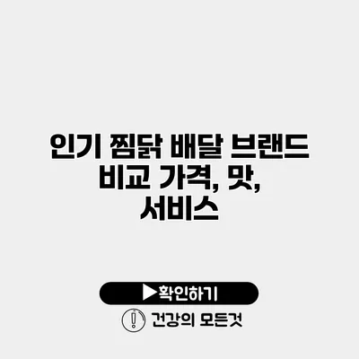 인기 찜닭 배달 브랜드 비교 가격, 맛, 서비스
