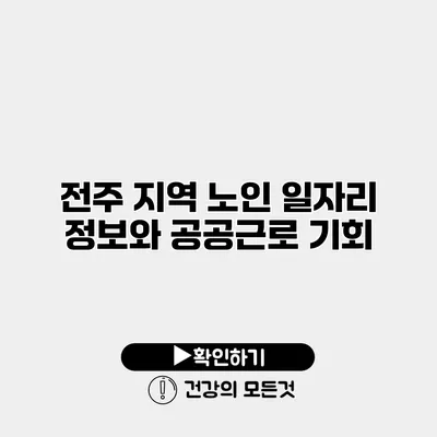 전주 지역 노인 일자리 정보와 공공근로 기회