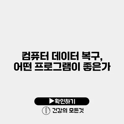 컴퓨터 데이터 복구, 어떤 프로그램이 좋은가?