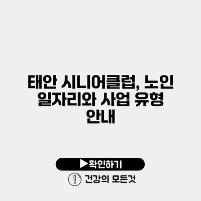 태안 시니어클럽, 노인 일자리와 사업 유형 안내